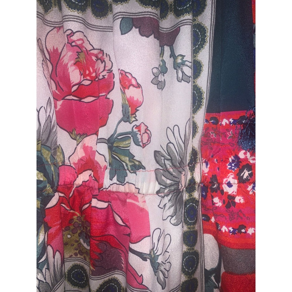 Vanessa Virginia Anthropologie Red Patchwork Floral Tassel Sleeve Boho Dress S - Picture 5 of 14